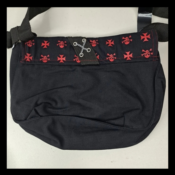 |vtg| Dead Threads •DEADSTOCK• Goth Skull Corset Canvas Messenger Bag Punk Goth - Picture 2 of 6